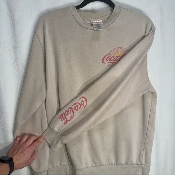 Coca-Cola Beige Crew Neck Sweatshirt with Red Logo - Picture 4 of 6